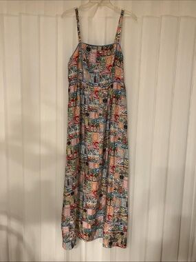 Pastel Patchwork Spaghetti-Strap Maxi Dress